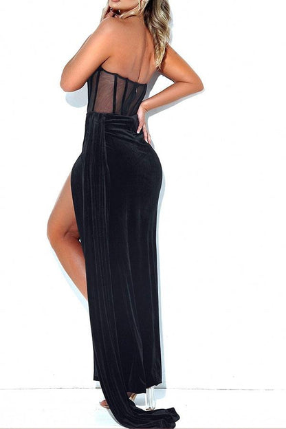 namcoverse High Split Elegant Bandeau Maxi Dress