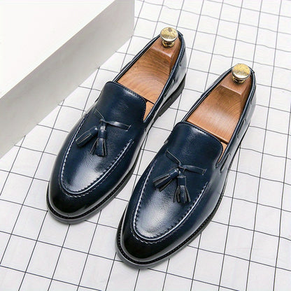 Elegant Men's Tassel Loafers - Versatile Slip-On, Non-Slip, Round Toe Business Shoes for All Seasons