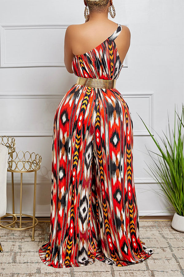 storexq Geometric Tie Dye Laid Back Wide Leg Jumpsuit