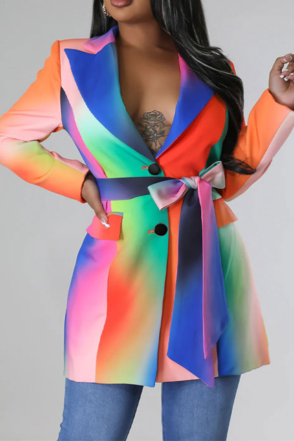 storexq Rainbow Gradient Pretty Belted Mini Dress