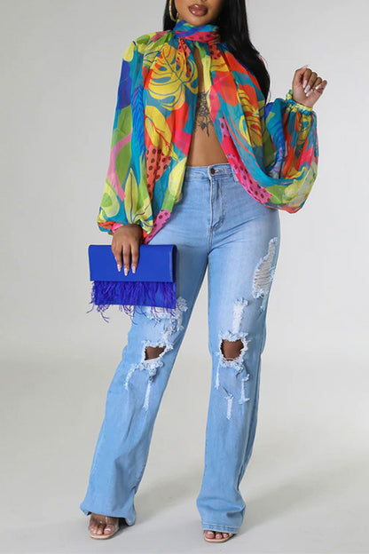 storexq Tie Dye Unusual High Split Blouse