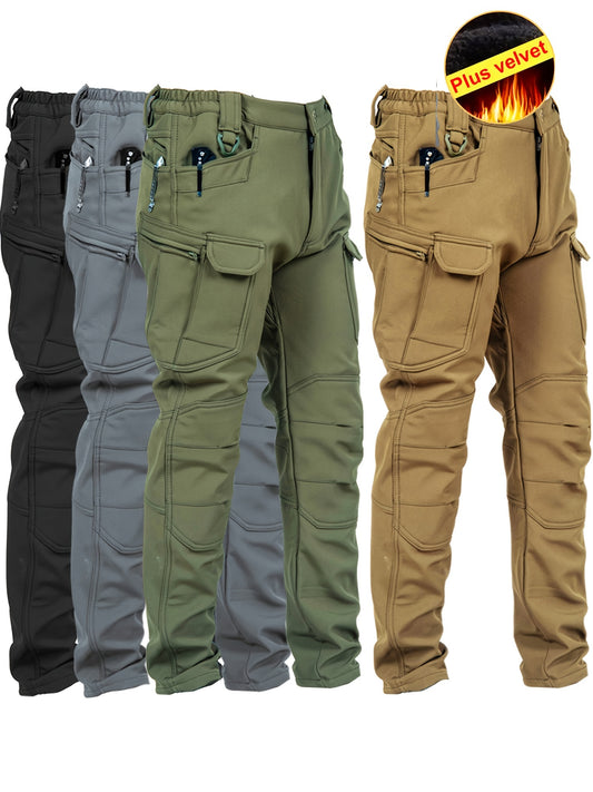 Ultimate Thermal Tactical Fleece Lined Pants - Overalls with Waterproof, Windproof, and Multi-Pocket Design for Outdoor Enthusiasts - Ideal for Hiking, Camping, Trekking, and Military Activities with Loose Fit and Cargo Style