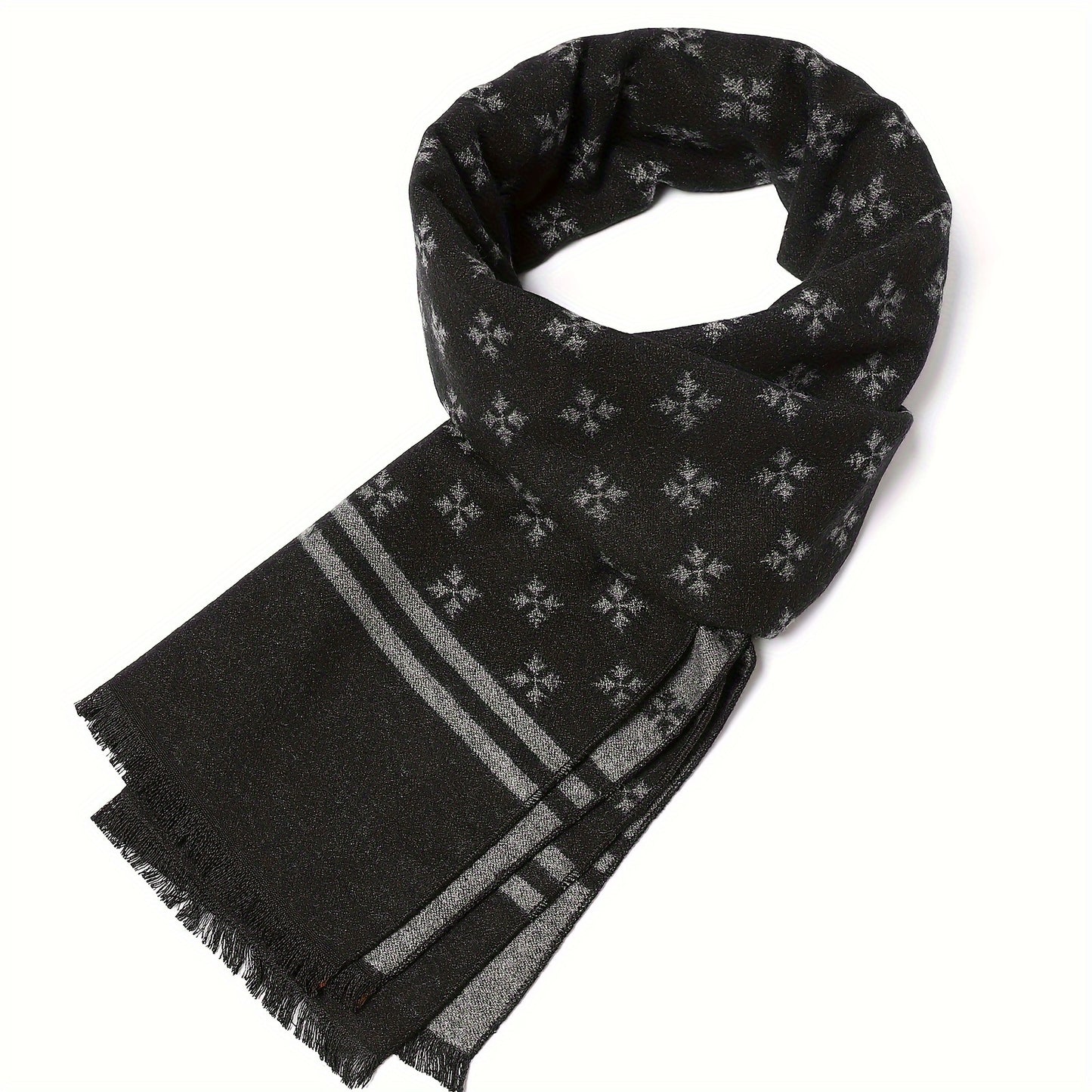 1pc Winter Classic Men's Faux Cashmere Scarf - Fashionable, Soft, And Warm Woven Neck Warmer For Cold Weather