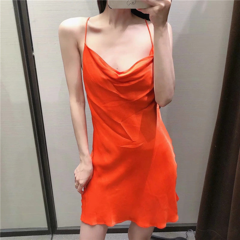 StoreXQ  Summer Slip Dress Women Za  Tie Dye Satin Short Woman Dresses Strappy Sexy Backless Strap Mini Dress Club Party Dresses