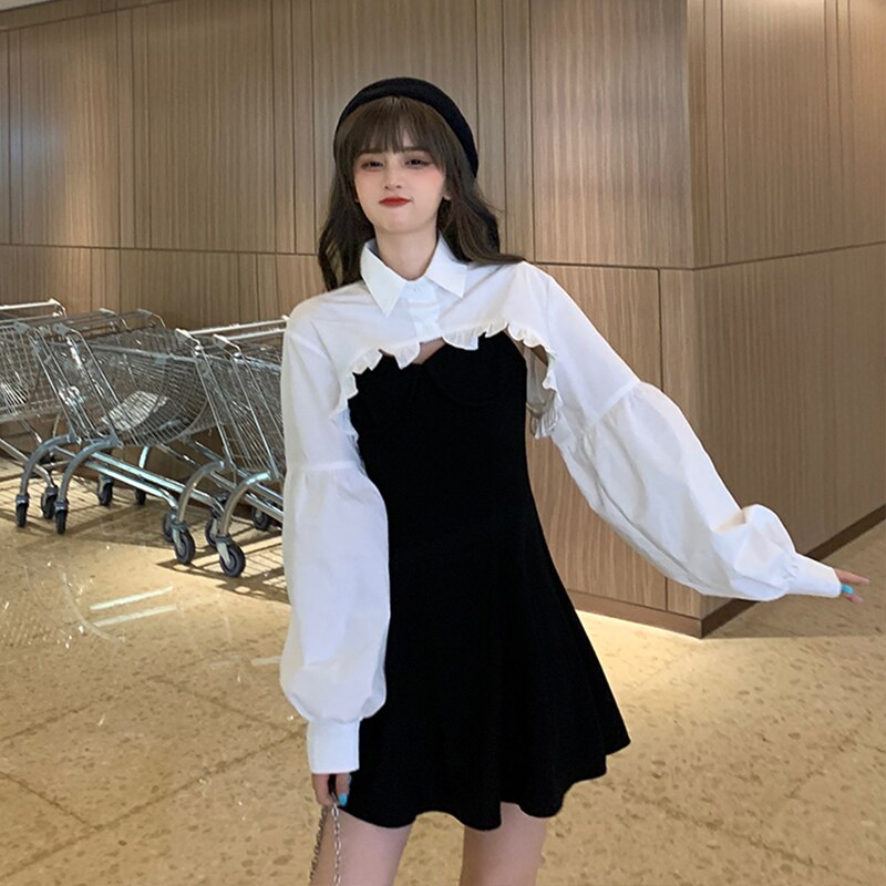 StoreXQ Elegant Party Dress Women Long Sleeve Sweet Empire High Street Mini Dress Gothic Y2k Dress Korean Autumn Female Outfits