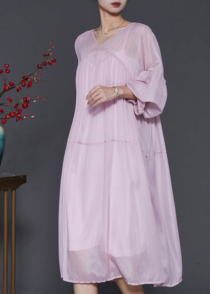 peopleterritory Light Purple Chiffon Dress Two Pieces Set Oversized Lantern Sleeve SD1009