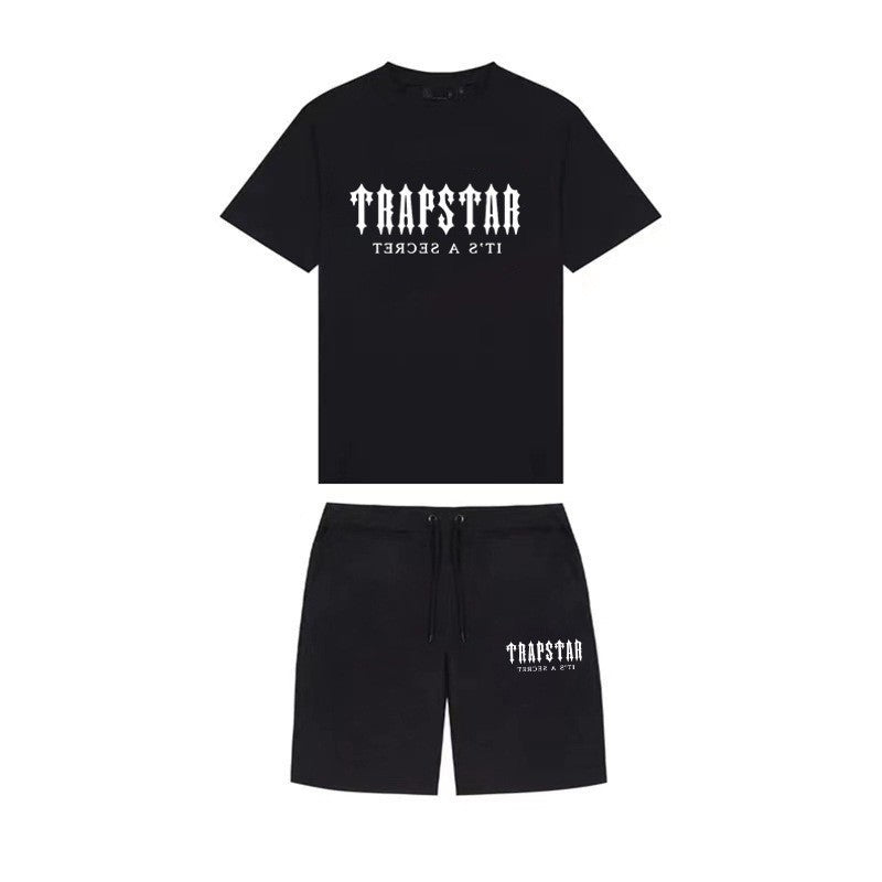 Summer New Fashion Brand Short Sleeve Shorts Suit Casual Garden Collar Thin Shorts for Men Two-Piece Set