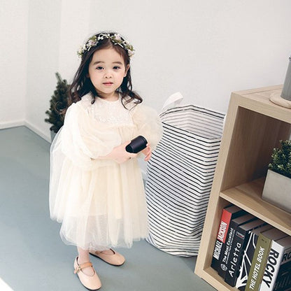 Girls Dress Spring and Autumn Little Girl Fashionable Stylish Umbrella Princess Dress Baby Birthday Fairy Temperamental Gauze Skirt