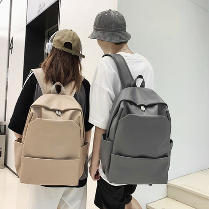 Backpack High-Grade Backpack Women's New Korean Style Simple Schoolbag Men's Big High School Student Soft Leather Computer Travel Backpack Fashion