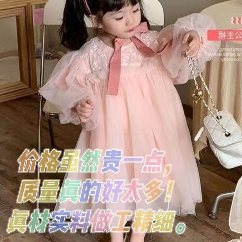 Girls Dress Spring and Autumn Little Girl Fashionable Stylish Umbrella Princess Dress Baby Birthday Fairy Temperamental Gauze Skirt