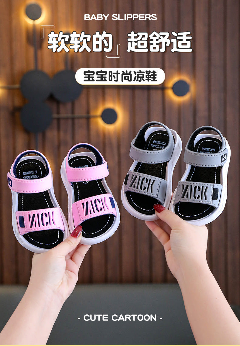 STOREXQ Boys Sandals Casual Beach Shoes Velcro Primary School Students Middle and Big Children Boys and Girls Korean Sports Children's Sandals