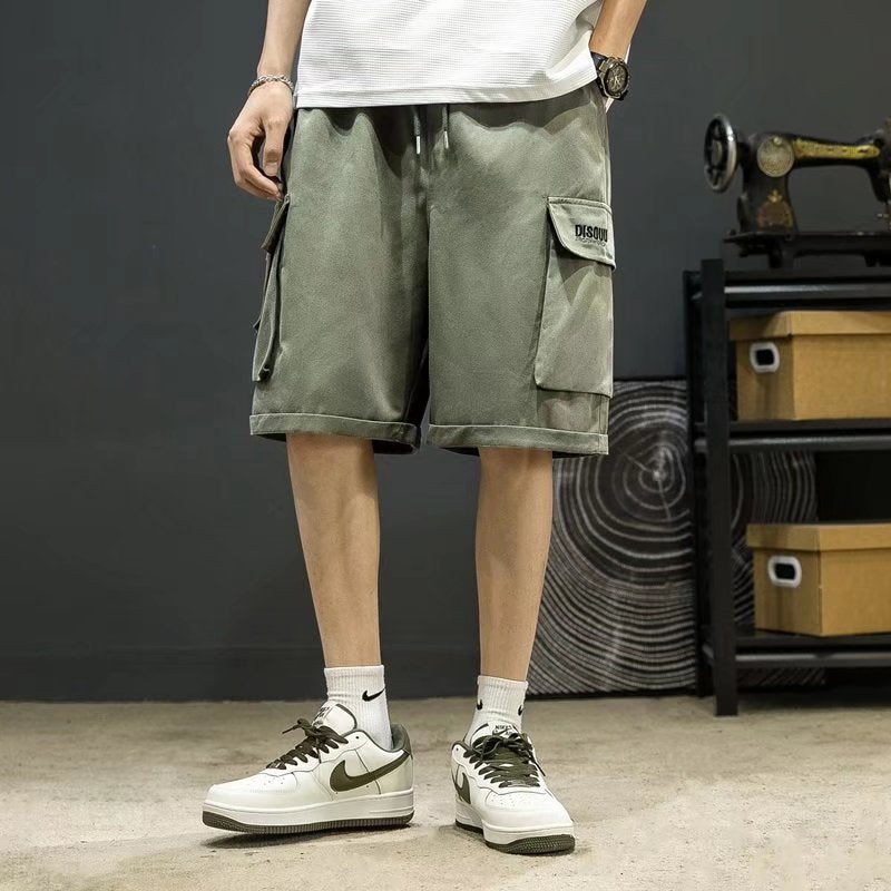 Cargo Shorts Men's Japanese Trendy Summer Pirate Shorts Loose Casual Pants Men's Oversized Pirate Shorts Large Pocket Function Pants