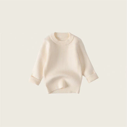 Children's sweater bottoming shirt boys and girls solid color round neck pullover autumn and winter thickened warm sweater manufacturers wholesale