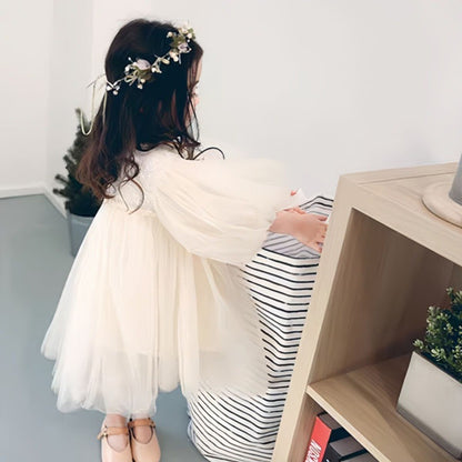 Girls Dress Spring and Autumn Little Girl Fashionable Stylish Umbrella Princess Dress Baby Birthday Fairy Temperamental Gauze Skirt