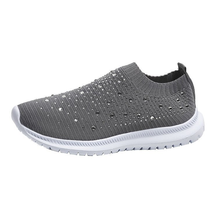 storexq Cross-Border Foreign Trade plus Size Spring and Autumn New Fashion Leisure Rhinestone Flying Woven Women's Sports Style Casual Women's Shoes in Stock