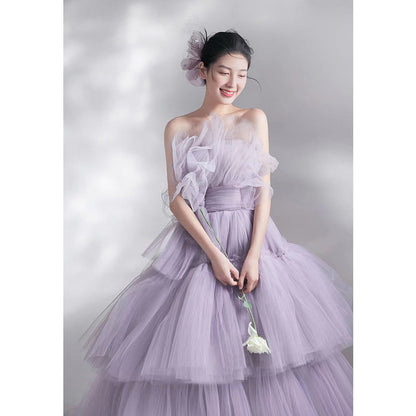 2025 2025 studio new theme light wedding dress photo clothing travel dress photo Mori fairy gas crumpled cake skirt