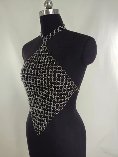 2025 FB3501  vest sexy personality small ring joint geometric neck wrap chest halter small vest body chain