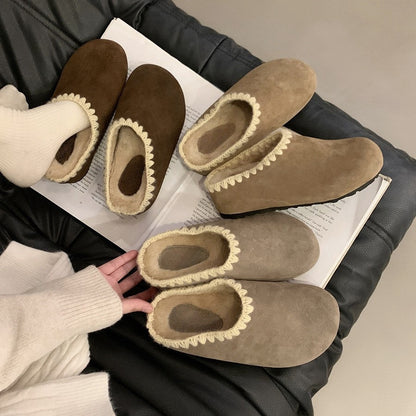 2025 Inner height increase Small man fleece Birkenstocks Autumn and winter fluffy snow cotton slippers Women's shoes popular Birkenstocks single shoes