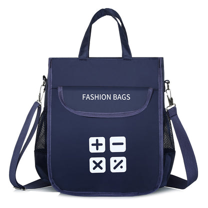 Three-Layer Handbag Primary and Secondary School Students Tuition Bag Boys and Girls Canvas Backpack Homework Art Bag Children Tutorial Schoolbag