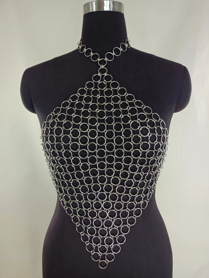 2025 FB3501  vest sexy personality small ring joint geometric neck wrap chest halter small vest body chain