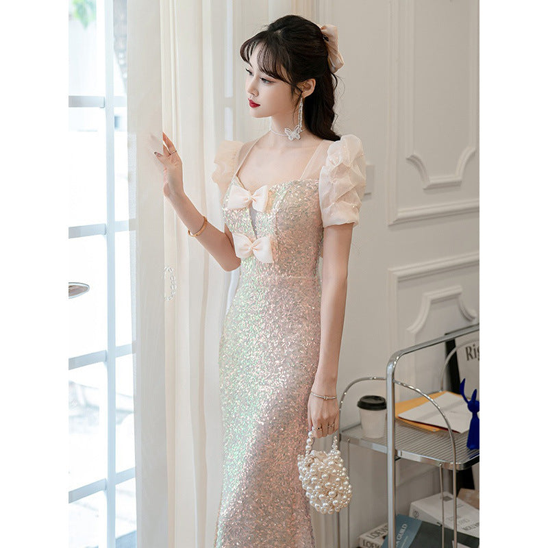 Cheongsam toasts bride 2025 new Chinese engagement wedding return dress fishtail dress can be worn at ordinary times