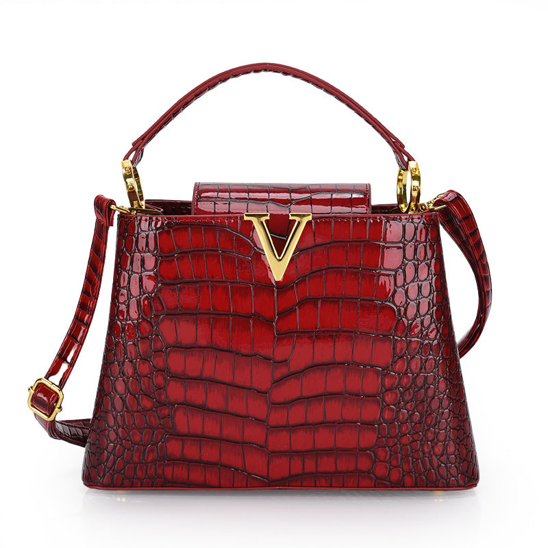 bag popular new crocodile pattern handbag high-end sense large-capacity women's bag fashion commuter messenger bag women