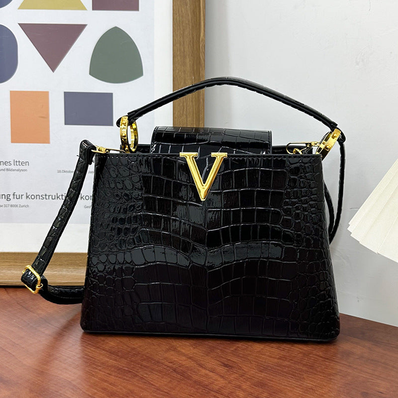 bag popular new crocodile pattern handbag high-end sense large-capacity women's bag fashion commuter messenger bag women