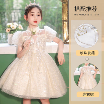 Children's Dress Princess Dress  Summer New Children's Clothing Girls' High-End Dress Little Girl Costume for Piano Performance