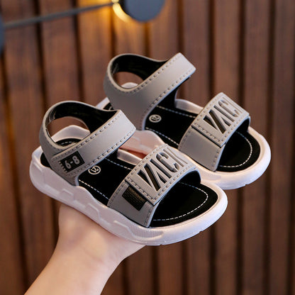 STOREXQ Boys Sandals Casual Beach Shoes Velcro Primary School Students Middle and Big Children Boys and Girls Korean Sports Children's Sandals