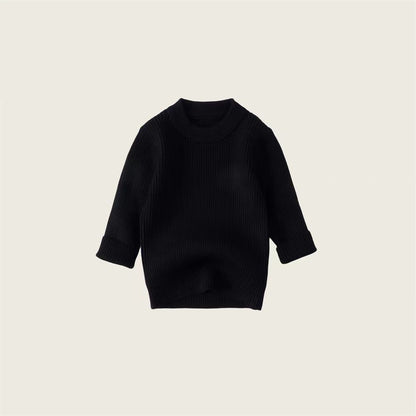 Children's sweater bottoming shirt boys and girls solid color round neck pullover autumn and winter thickened warm sweater manufacturers wholesale