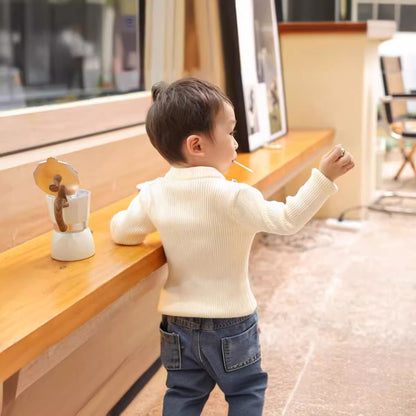 Children's sweater bottoming shirt boys and girls solid color round neck pullover autumn and winter thickened warm sweater manufacturers wholesale