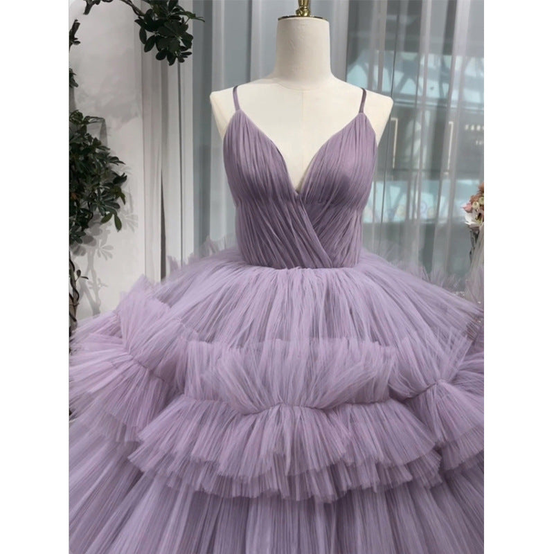 2025 2025 exhibition new studio theme clothing color photography couple photo purple tube top fluffy wedding dress