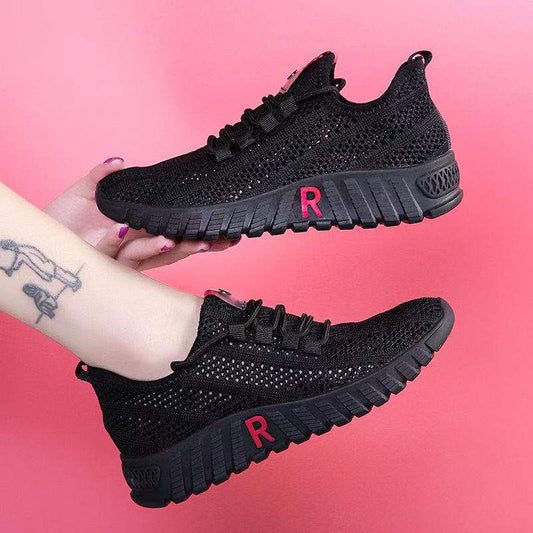 storexq Spring and Summer Women's Sports Breathable Mesh Casual Sneaker Platform Walking Shoes Soft Bottom Comfortable Lace-up Old Beijing Cloth Shoes