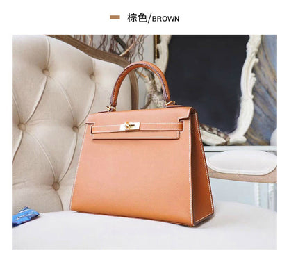 STOREXQ Women's Bag  New Second Generation Kelly Bag Spring and Summer Shoulder Messenger Bag Genuine Leather Women's Bag Handbag Mini Small Bag