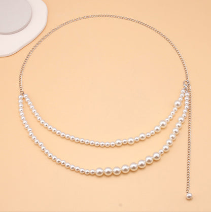 2025 XH4517  New new pearl pendant decorative chain jewelry metal waist chain sexy body chain waist chain