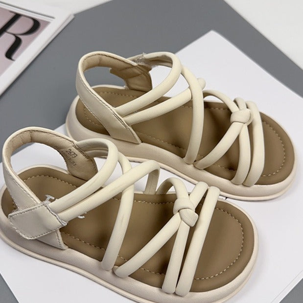 STOREXQ Wholesale Girls' Sandals Cross Roman Shoes  Summer New Children's Shoes Medium and Large Girls Beach Sandals