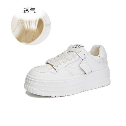 storexq Women's White Shoes  Spring New Women's Platform Heightened Single Layer Shoes Women's Korean-Style Sneakers All-Matching Women's Shoes