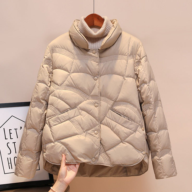 2024 new product Xiangyun embossed down cotton-padded clothing women's short fashion stand-up collar light cotton-padded clothing women's cotton-padded jacket