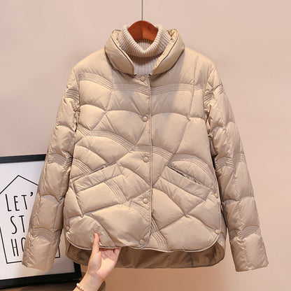 2025 new product Xiangyun embossed down cotton-padded clothing women's short fashion stand-up collar light cotton-padded clothing women's cotton-padded jacket