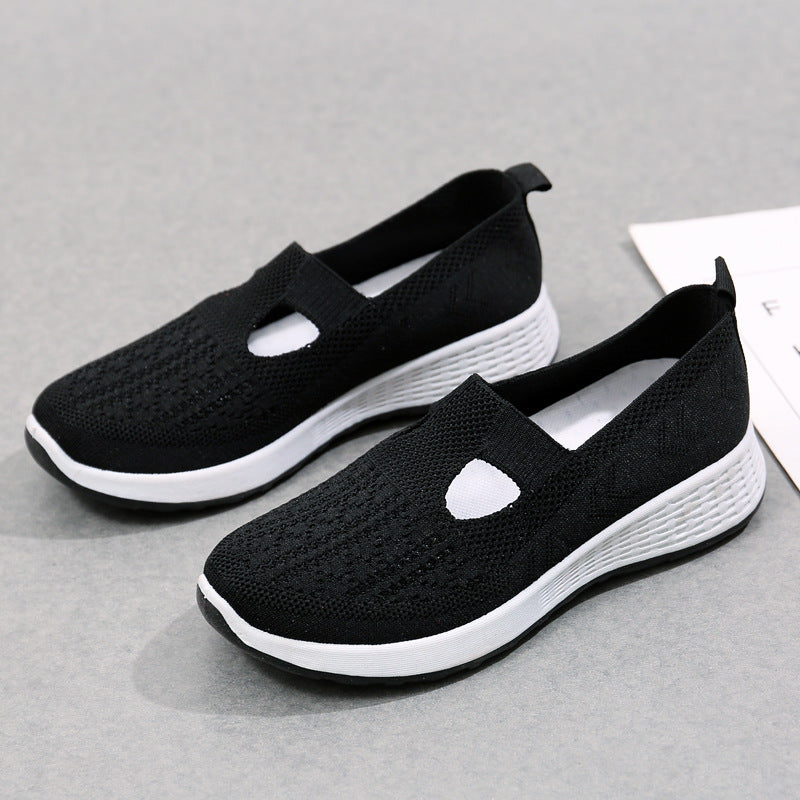 storexq Old Beijing Cloth Shoes Women's Low-Cut Mesh Breathable Mom Shoes Non-Slip Soft Bottom Slip-on Women's Shoes Middle-Aged and Elderly Casual Shoes