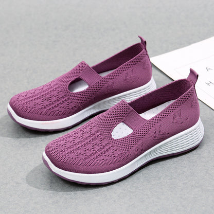 storexq Old Beijing Cloth Shoes Women's Low-Cut Mesh Breathable Mom Shoes Non-Slip Soft Bottom Slip-on Women's Shoes Middle-Aged and Elderly Casual Shoes