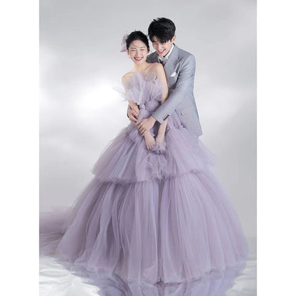 2025 2025 studio new theme light wedding dress photo clothing travel dress photo Mori fairy gas crumpled cake skirt