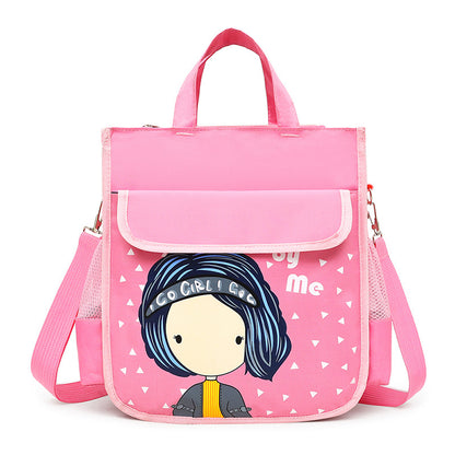 Three-Layer Handbag Primary and Secondary School Students Tuition Bag Boys and Girls Canvas Backpack Homework Art Bag Children Tutorial Schoolbag