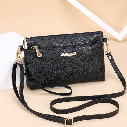 STOREXQ Women's Bag New Shoulder Bag Soft Leather Mobile Phone Bag Fashion Messenger Bag Women's Simple Clutch Korean Style Women's Small Square Bag