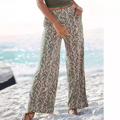 storexq Wish Independent Station Cross-Border Foreign Trade Summer New Loose Floral Women's Casual Pants Wide Leg Pants