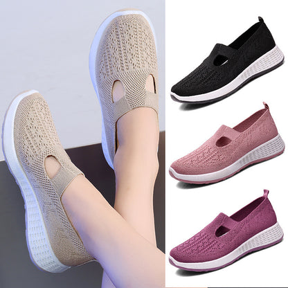 storexq Old Beijing Cloth Shoes Women's Low-Cut Mesh Breathable Mom Shoes Non-Slip Soft Bottom Slip-on Women's Shoes Middle-Aged and Elderly Casual Shoes