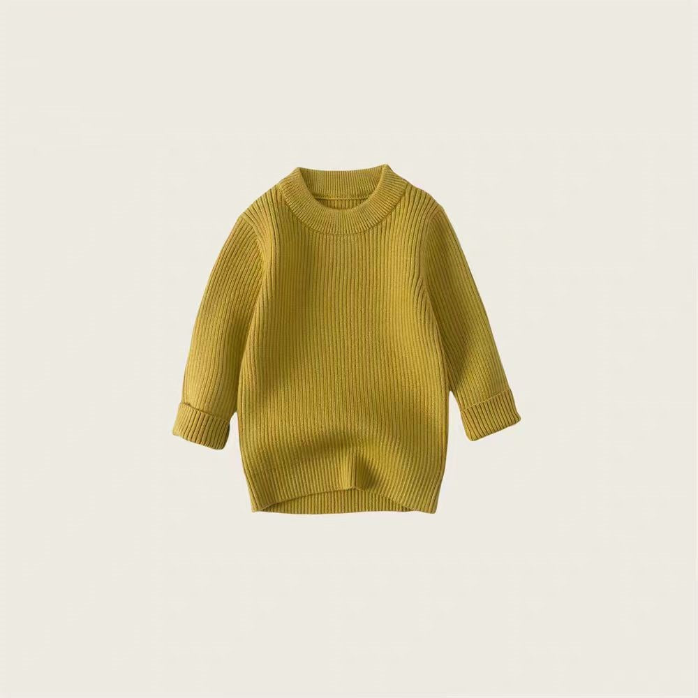 Children's sweater bottoming shirt boys and girls solid color round neck pullover autumn and winter thickened warm sweater manufacturers wholesale