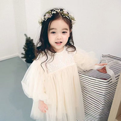 Girls Dress Spring and Autumn Little Girl Fashionable Stylish Umbrella Princess Dress Baby Birthday Fairy Temperamental Gauze Skirt