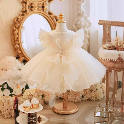 Champagne Girl's Dress Princess Dress Children's Wedding Dress Stage Costume Baby's One-Year-Old Banquet Dress