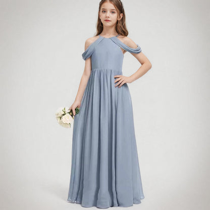 Girls' Dress Summer Chiffon Halter Sleeveless Dress Costume for Piano Performance Fashion Big Violin Competition Dress